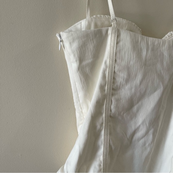 Zara Corset Sweetheart Neckline Linen Blend White Bodysuit - Picture 4 of 10